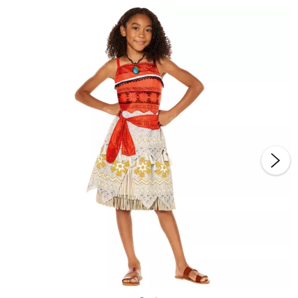 Disney Moana Princess costume Cream and Tan Patterned Fabric size 9/10 kids